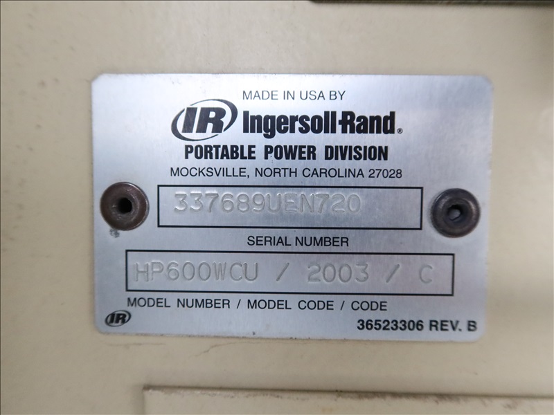 2003 INGERSOLL RAND HP600 TRAILER MOUNTED AIR COMPRESSOR | MARYSVILLE ...