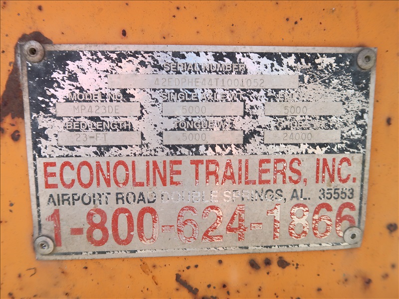 1996 ECONOLINE TRAILERS INC MP423DE KENMORE HEAVY EQUIPMENT