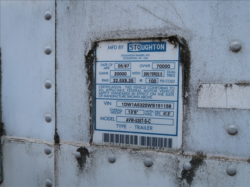 1997 STOUGHTON AVW-535T-S-C | ARCTIC REFRIGERATION INC. - ONLINE ...