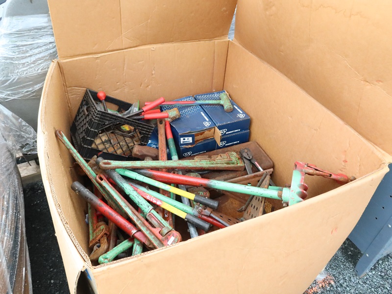 Lot Assorted Pipe Wrenches Contractors Tools And Supplies In This Bin Must Take Bin 9653