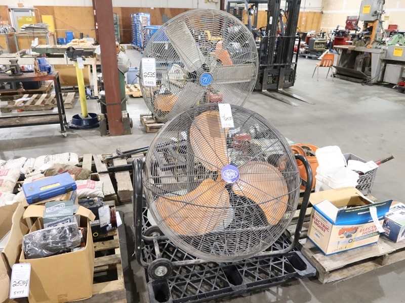 LOT, (2) LARGE FANS, 115V MARYSVILLE TOOLS, MACHINE SHOP, ROLLING