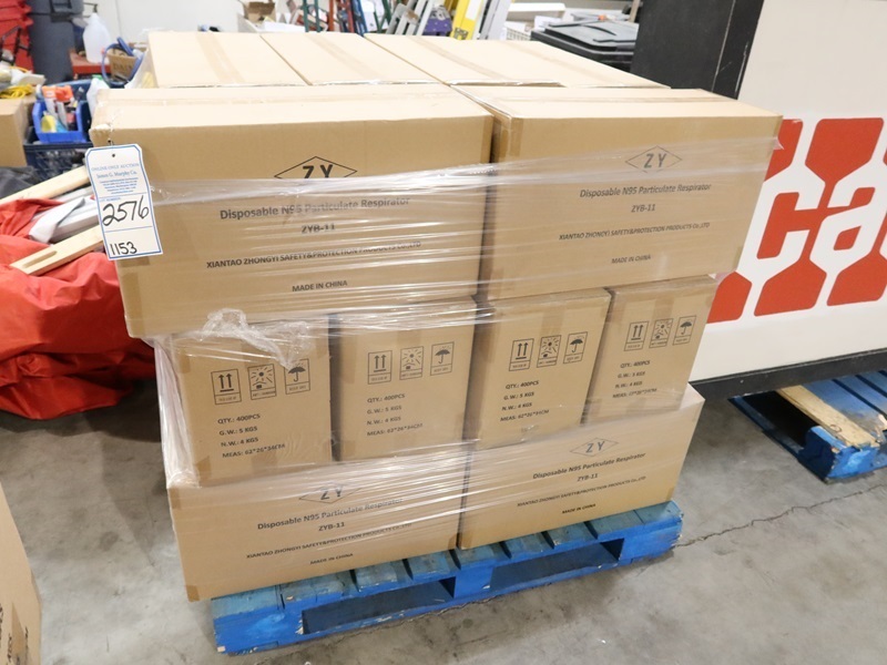 LOT, (18) CASES OF ZY ZYB11 DISPOSABLE N95 PARTICULATE RESPIRATORS