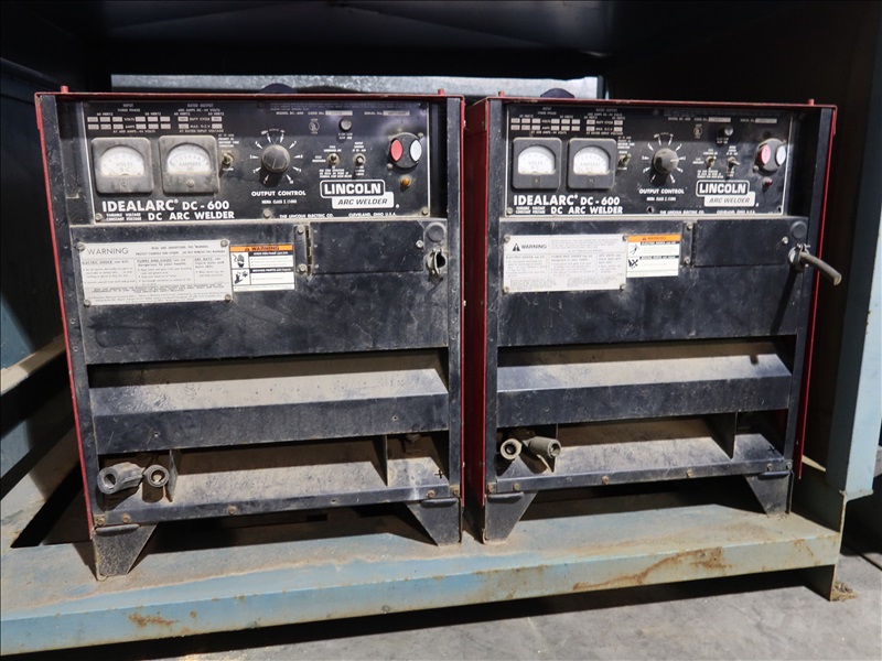 LOT, (2) LINCOLN IDEALARC DC-600 DCARC WELDER INSIDE METAL CRATE W ...