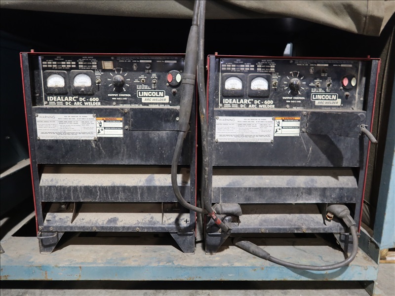 LOT, (2) LINCOLN IDEALARC DC-600 DCARC WELDER INSIDE METAL CRATE W ...