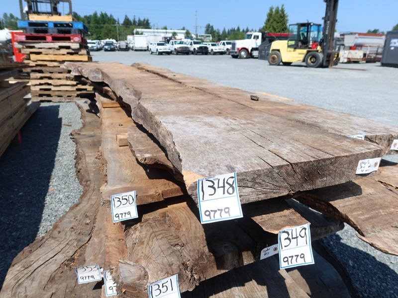 3" X 189" 4 YR AIR DRY LIVE EDGE MAPLE SLAB (LARGE END 30", SMALL END