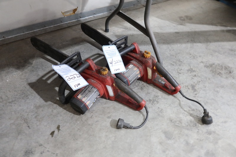 LOT, (2) HOMELITE UT43120 ELECTRIC CHAINSAWS, 120V MARYSVILLE TOOLS