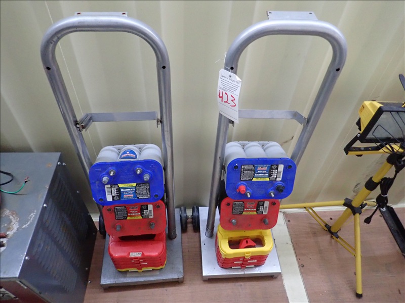 LOT, (2) OPTIMA BATTERY DISPLAY W/(4) OPTIMA BATTERIES (USED) CARR