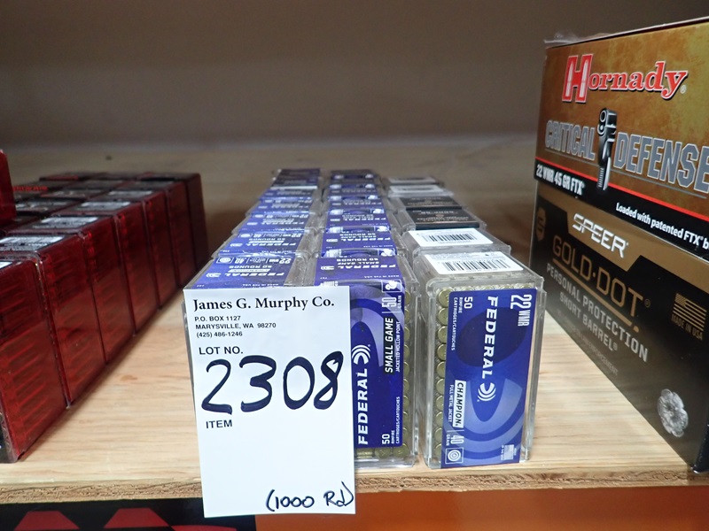 LOT, (1,000 +/) ROUNDS OF ASSORTED .22 WMR CHAMPION FULL METAL JACKET