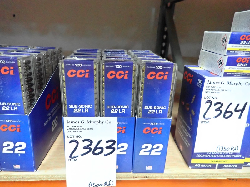 LOT, (1,500 +/) ROUNDS OF CCI SUBSONIC .22 LR AMMO