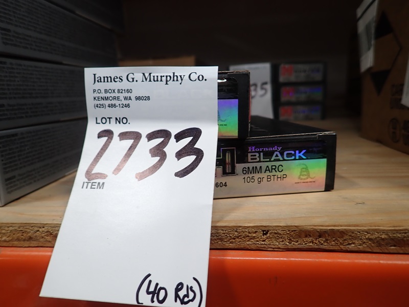 LOT, (40) ROUNDS OF HORNADY BLACK 6MM ARC 105 GR BTHP AMMO