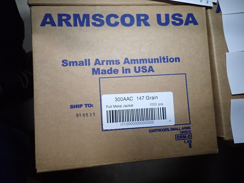 CASE OF (1,000) ROUNDS OF ARMSCOR 300AAC 147 GR FMJ AMMO SURPLUSAMMO
