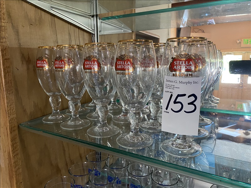 LOT, (15) STELLA ARTOIS BEER GLASSES | PROSPECTORS STEAK AND SPIRITS ...