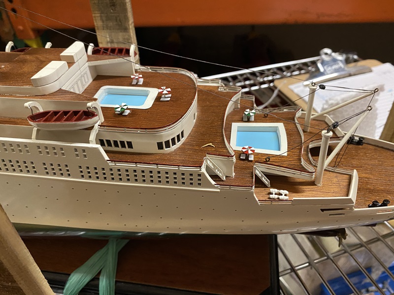 SS Shalom ship model Dimensions approx: 34? L x 4? W x 11? H. The model ...