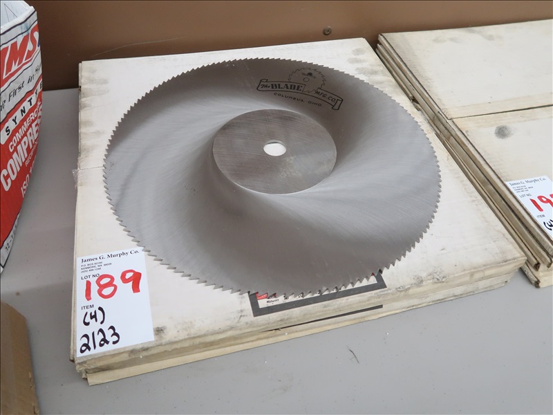 LOT, (4) THE BLADE MFG CO 16" 10 GA, 150 TOOTH, 11/8" HOLGR CUTOFF