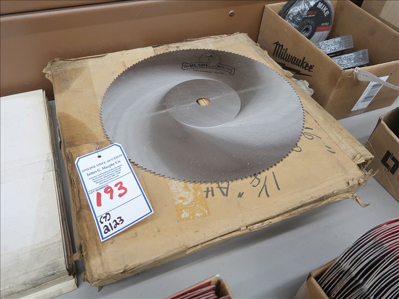 LOT, (7) THE BLADE MFG CO 16" 10 GA, 150 TOOTH, 11/8" HOLGR CUTOFF