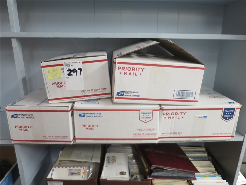 LOT, ASSORTED USED US & FOREIGN BULK STAMPS IN THESE (5) BOXES STAMP