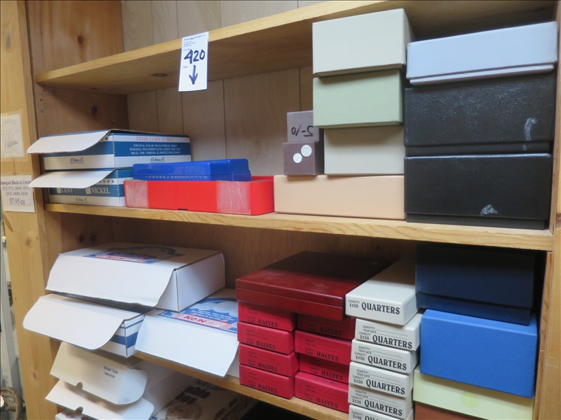 LOT, COIN TUBES & ASSORTED BOXES IN THIS SECTION STAMP & COIN PLACE