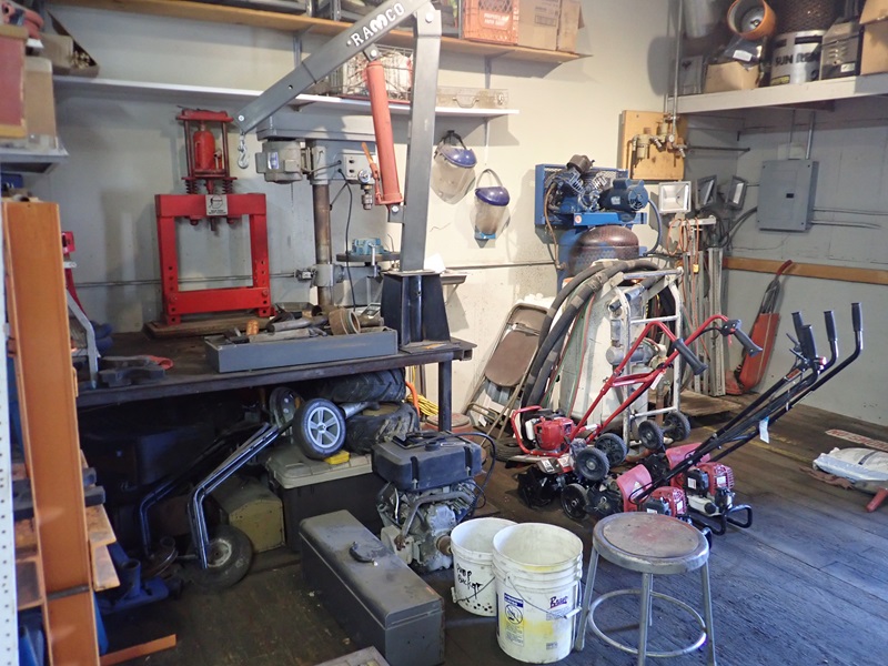 SHOP PRESSES, DRILL PRESS, PEDISTAL GRINDER, SAND BLAST POT, AIR